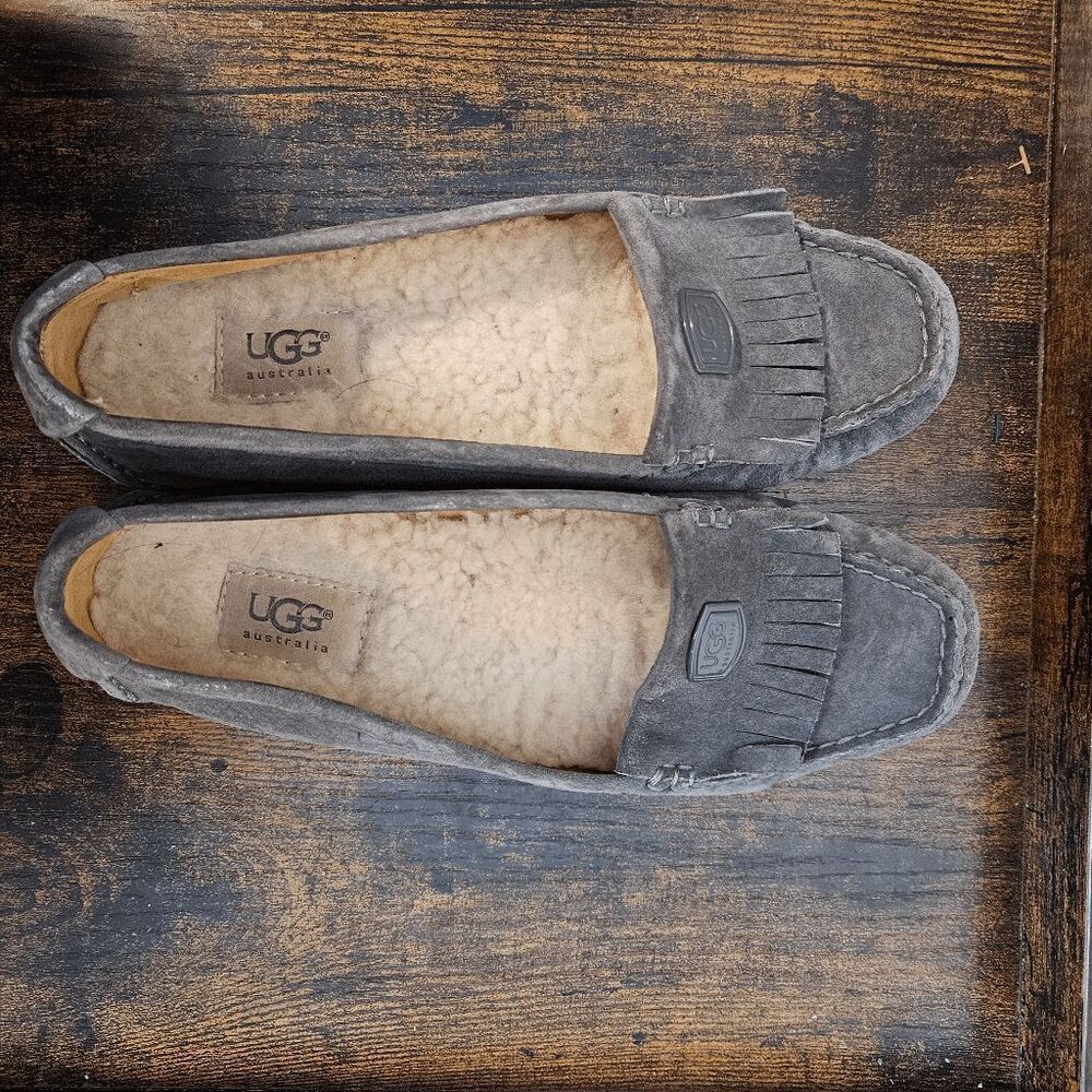 Ugg Odyssa Kiltie Moccasin Slip On Flat Shoes Womens Gray 7.5